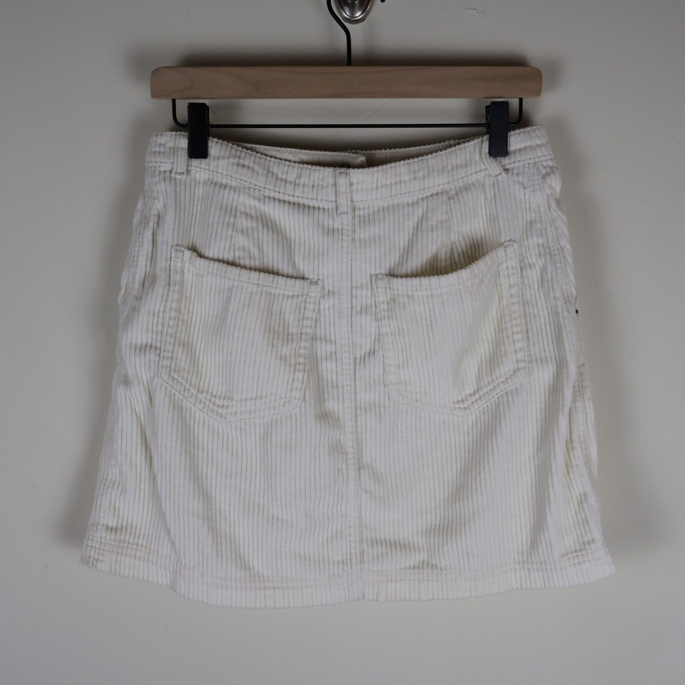 Abercrombie & Fitch Corduroy Mini Skirt Ivory Womens Medium Waist 29" Length 17" - Picture 2 of 10